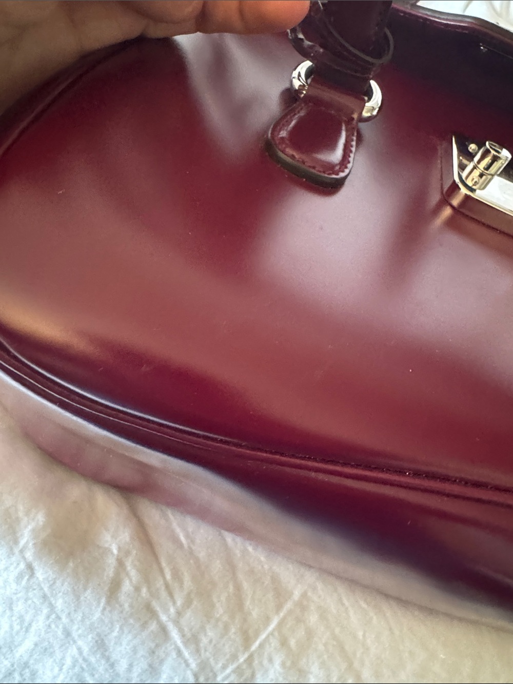 Gucci Burgundy Leather Top-Handle Satchel with Gold Hardware - Picture 10 of 13
